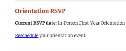 screenshot of reschedule link