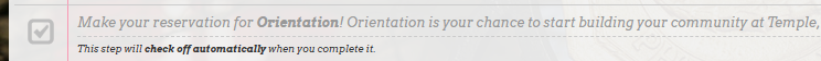 make your reservation for orientation next step item.